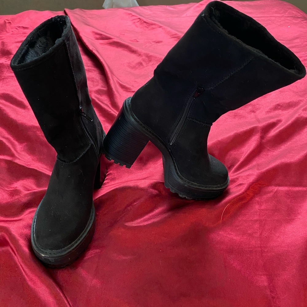 Black platform boots